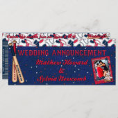 Invitation de billet de mariage de baseball person (Devant / Derrière)