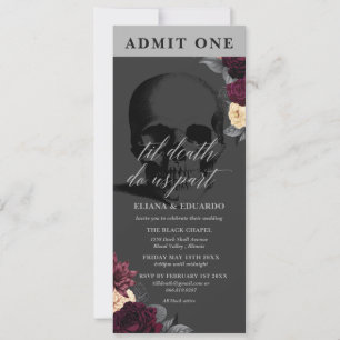 Invitation de billet de mariage floral gothique