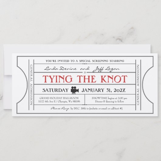 Invitation de billet de mariage sur le thème d'un (Devant)