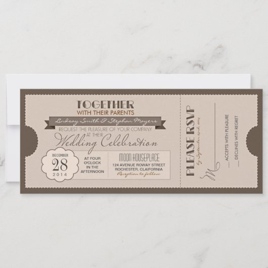 invitation de billet de mariage vintage (Devant)