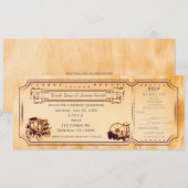Invitation de billet de mariage western vintage & (Devant / Derrière)