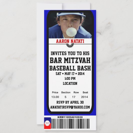 Invitation de billet de Mitzvah de barre de (Devant)