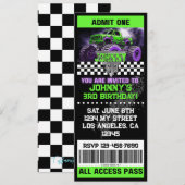 Invitation de billet de Monster Truck (Devant / Derrière)