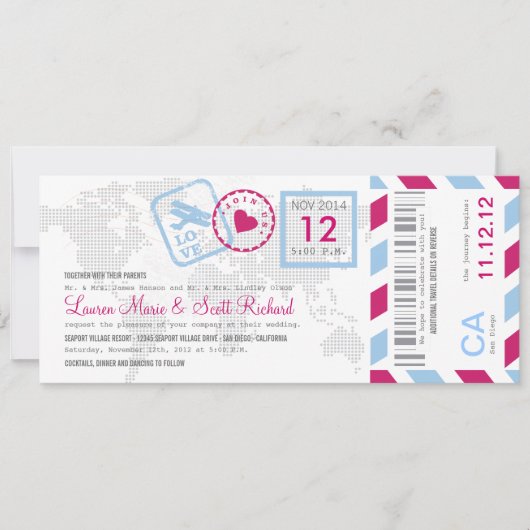 Invitation de billet de par avion de carte (Devant)