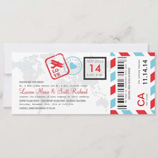 Invitation de billet de par avion de carte (Devant)