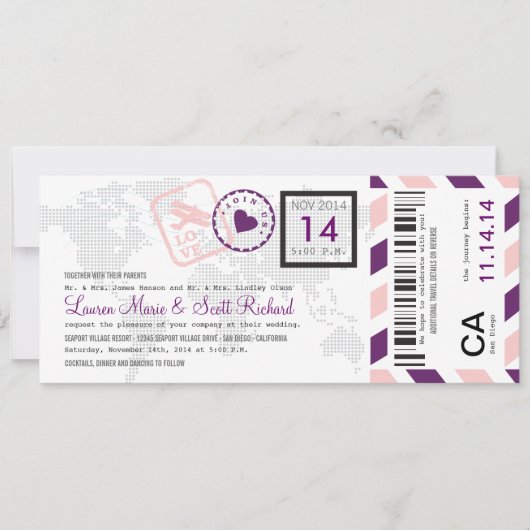 Invitation de billet de par avion de carte (Devant)