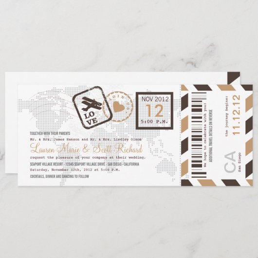 Invitation de billet de par avion de carte (Devant / Derrière)