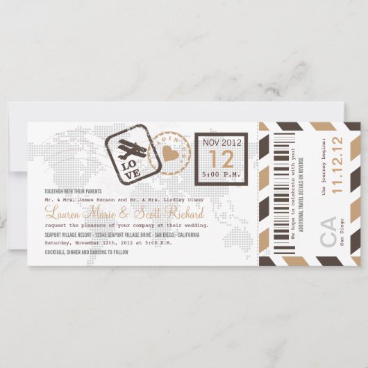 Invitation de billet de par avion de carte (Devant)
