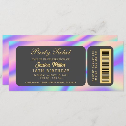 Invitation de billet de parti d'opale (Devant / Derrière)