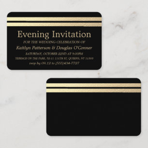 Invitation de billet de soirée Chic Gold Foil Stri
