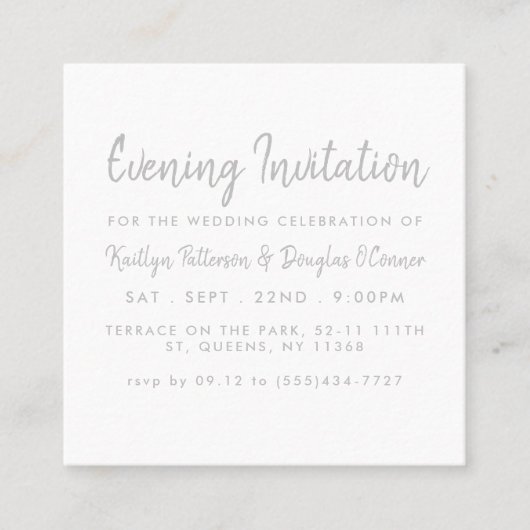 Invitation de billet de soirée Silver Foil & Scrip (Devant)