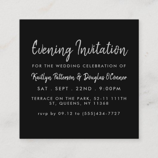 Invitation de billet de soirée Silver Foil & Scrip (Devant)