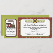 Invitation de billet de train - couleurs d'Apple (Devant / Derrière)