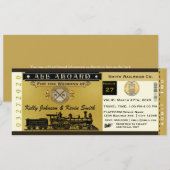 Invitation de billet de train de mariage élégant v (Devant / Derrière)