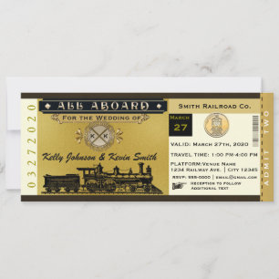 Invitation de billet de train de mariage élégant v