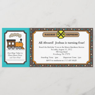 Invitation de billet de train - gris Turquoise et