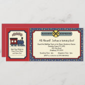 Invitation de billet de train - Rouge et Bleu rust (Devant / Derrière)