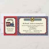 Invitation de billet de train - Rustic Red & Blue  (Devant)