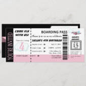 Invitation de billet de vol pour fille d'anniversa (Devant / Derrière)