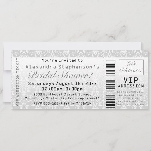 Invitation de billet d'entrée de Fête des mariées  (Devant)