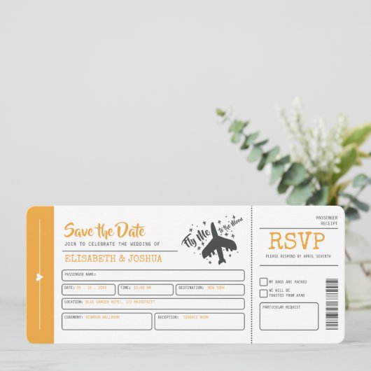 Invitation de billet du Mariage de l'avion (Debout devant)