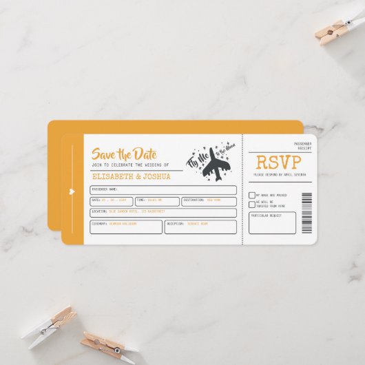 Invitation de billet du Mariage de l'avion (Devant/Arrière en situation)