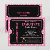 Invitation de billet en Fête des mariées rose/noir (Devant / Derrière)