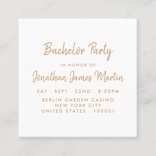 Invitation de billet Gold Foil & Script Bachelor P (Devant)