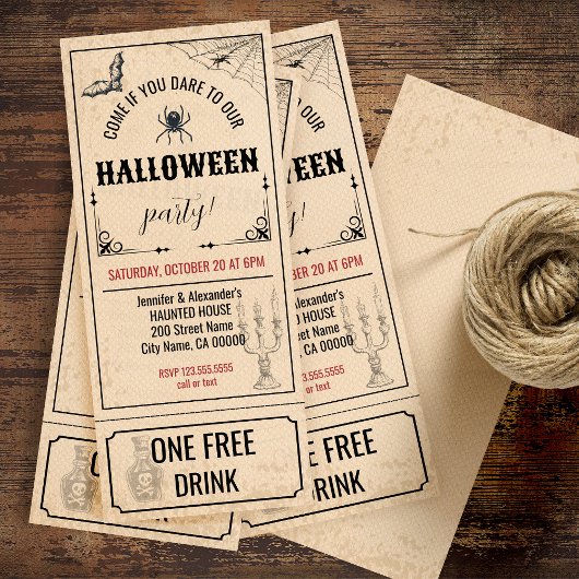 Invitation de billet Halloween vintage