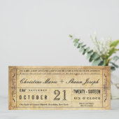 Invitation de billet Mariage de style vintage (Debout devant)
