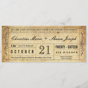 Invitation de billet Mariage de style vintage