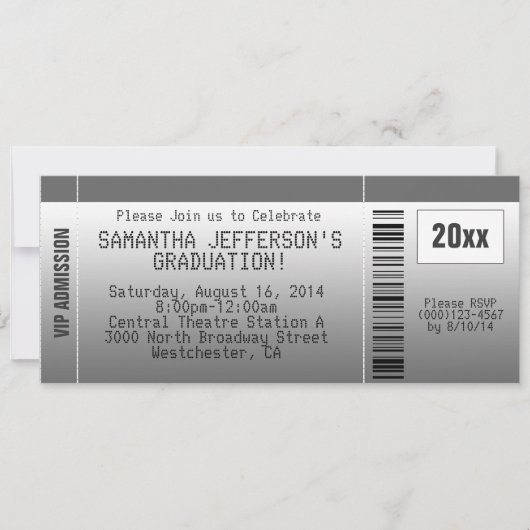 Invitation de billet pour la fête de graduation en (Devant)