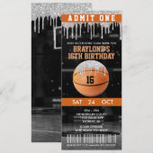 Invitation de billet pour l'anniversaire du basket (Devant / Derrière)