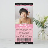 Invitation de billet (Rose) avec photo - Théâtre/F (Debout devant)