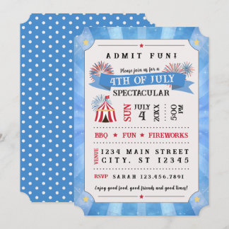 Invitation de billet spectaculaire du 4 juillet (B