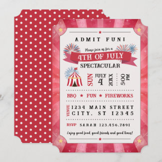 Invitation de billet spectaculaire du 4 juillet (R