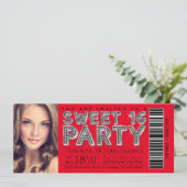 Invitation de billet Sweet 16 rouge noir (Debout devant)