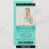 Invitation de billet (Turquoise) Photo - Cinéma/Th (Devant / Derrière)