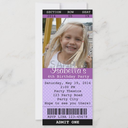 Invitation de billet (Violet) Photo - Théâtre / Ci (Devant)