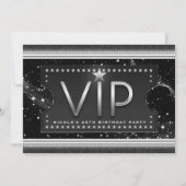 Invitation de billet VIP Black & Silver Chic Glam (Devant)