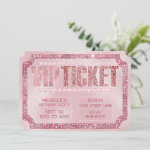 Invitation de billet VIP Glamour Diamants Roses
