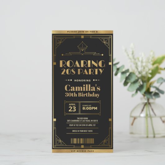 Invitation de billets Art Déco Roaring 20s (Debout devant)