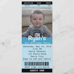 Invitation de billets (bleu) avec photo -Théâtre/f