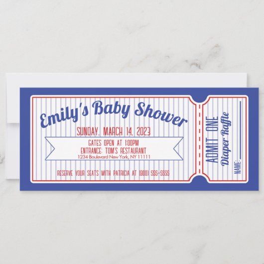 Invitation de billets de base-ball (Devant)