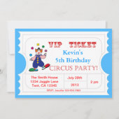 Invitation de billets de cirque (Dos)