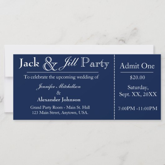 Invitation de billets de la Marine Blue Jack et Ji (Devant)