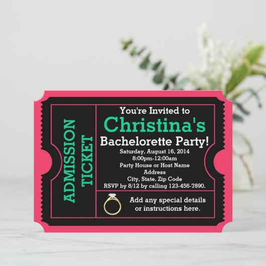 Invitation de billets de la soirée de bachelorette (Debout devant)