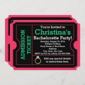 Invitation de billets de la soirée de bachelorette (Devant / Derrière)