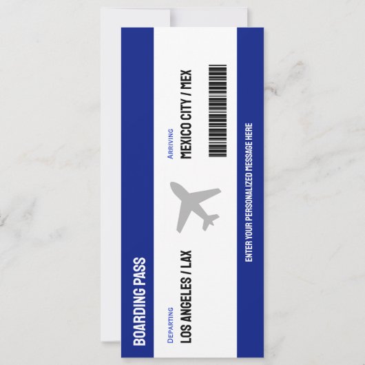 Invitation de billets de l'avion du pass surprise (Dos)