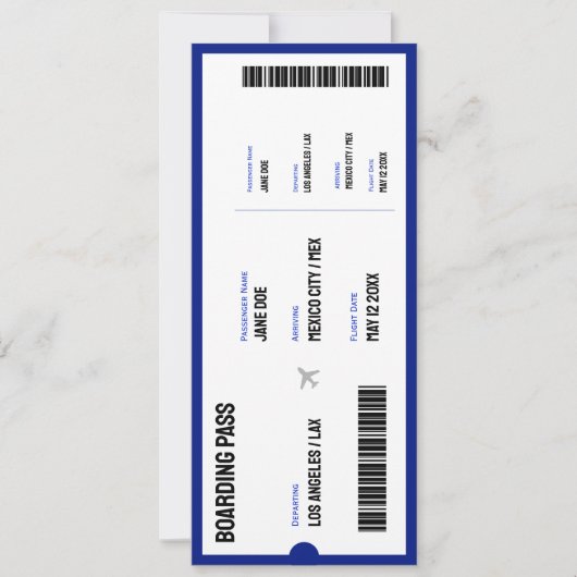 Invitation de billets de l'avion du pass surprise (Devant)